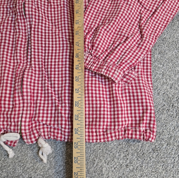 Venezia Vintage Gingham Red White Zipper Jacket Cottagecore Countryside Chic - Picture 2 of 5